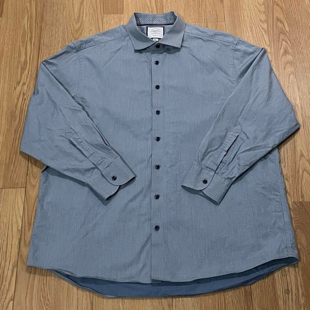 Charles Tyrwhitt Men’s 18/35 Long Sleeve Button Down Shirt Classic Fit Blue